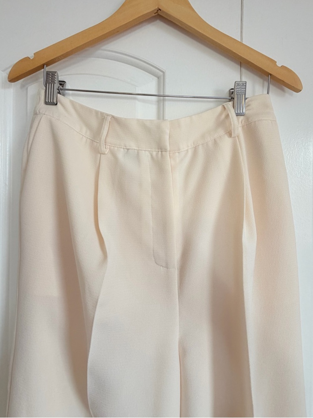 Christian Lacroix Cream Wide Leg Trouser Women M High Rise Elastic Waist Pants - Picture 3 of 15